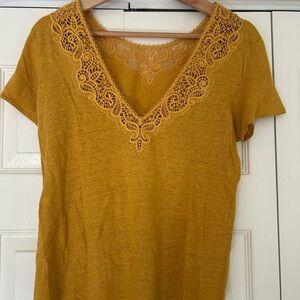 Sézane Mustard Lace Detail Women's Top
